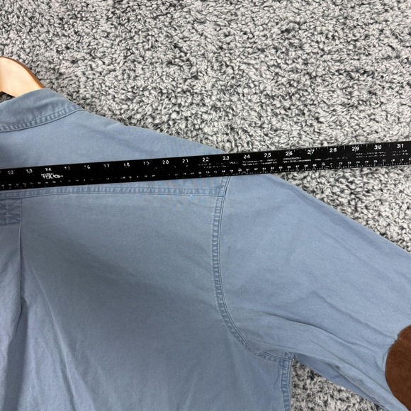 LL Bean Shirt Mens 2XL Blue Elbow Patch Button Front Workwear Outdoor Casual XXL - Picture 11 of 13